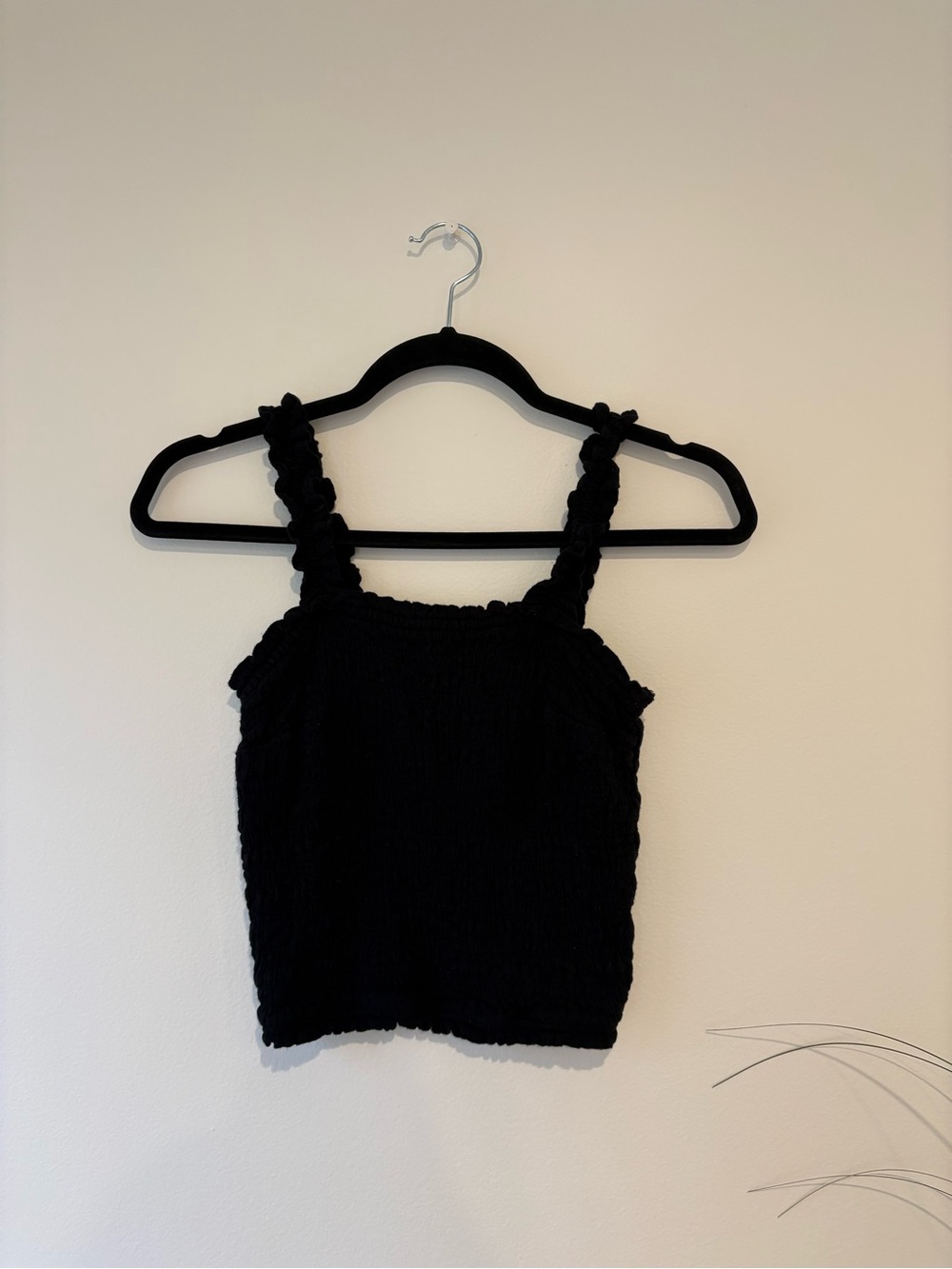 Abercrombie & Fitch Black Smocked Cami with Braided Straps